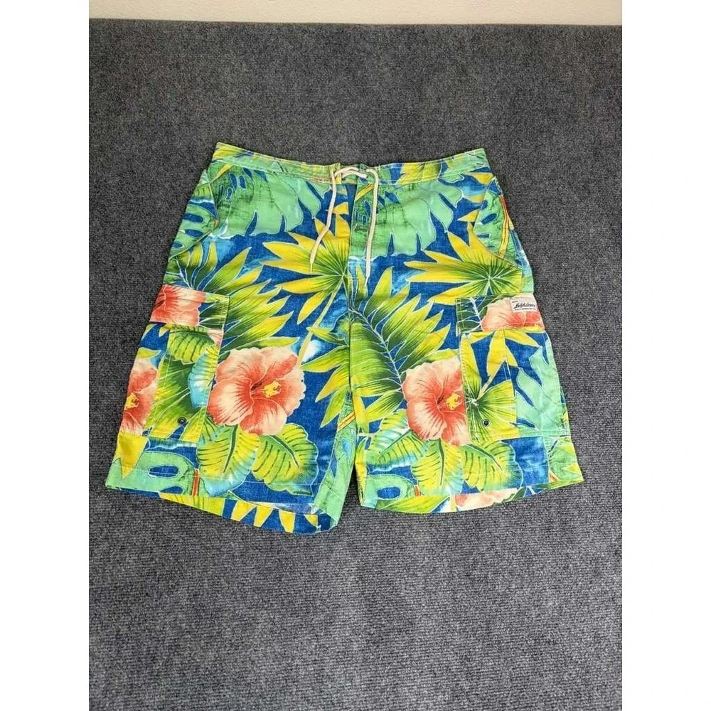 VINTAGE Polo Ralph Lauren Multi-Color Floral Paisley Cotton Cargo Shorts 36 RARE